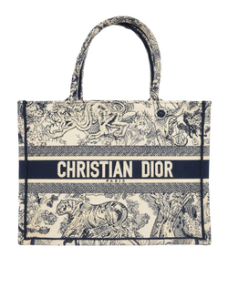 Medium Book Tote, Fabric, Blue/White, 50MA0188, 2*